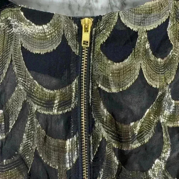 Line & Dot Black & Gold Velvet Binding Rulex Dress Size S - Picture 6 of 6